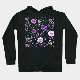 Seamless Pattern of Watercolor Flowers and Berries Hoodie